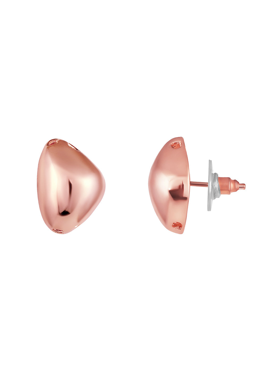 Rosegold-Plated Handcrafted Stud Earring With The Closure Of Push Back