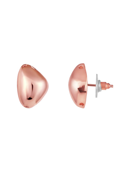 Rosegold-Plated Handcrafted Stud Earring With The Closure Of Push Back