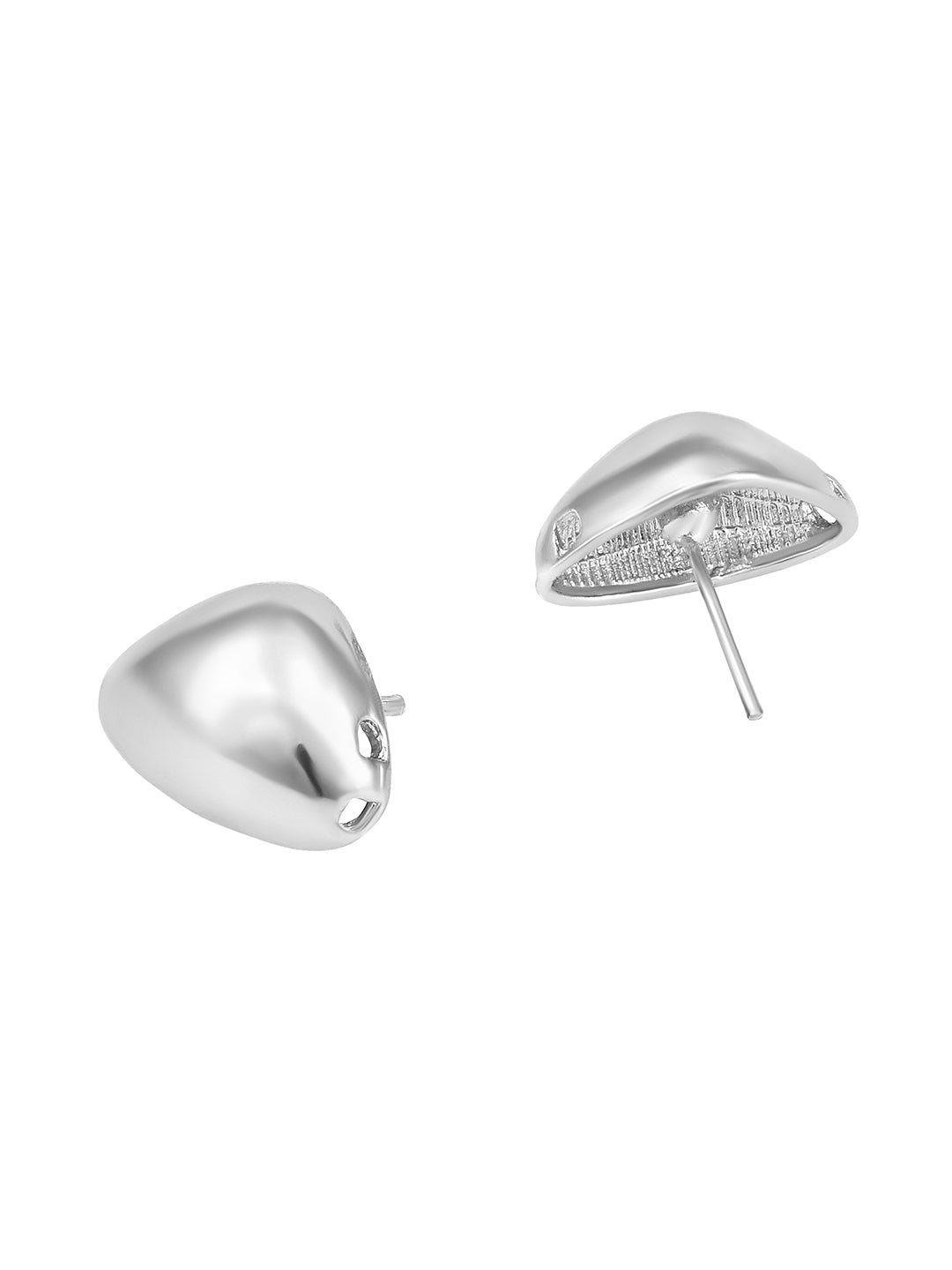 Silver Plated  Handcrafted Stud Earring With The Closure Of Push Back