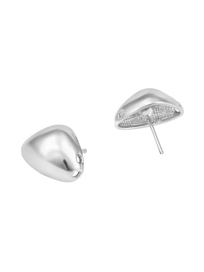 Silver Plated  Handcrafted Stud Earring With The Closure Of Push Back