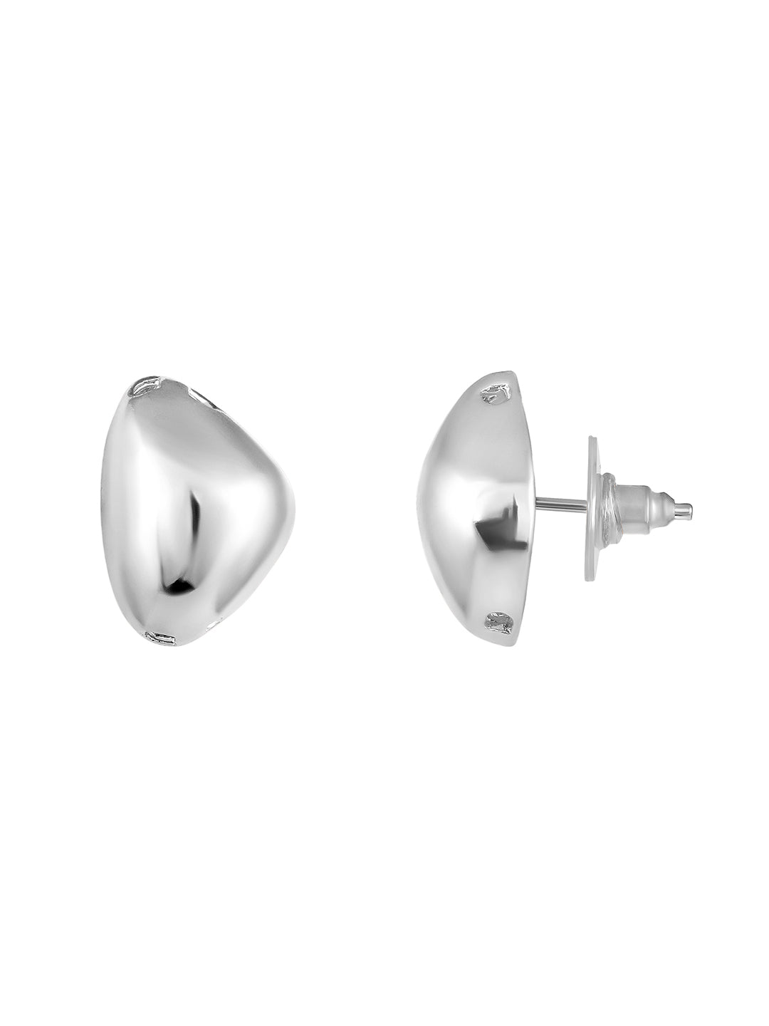 Silver Plated  Handcrafted Stud Earring With The Closure Of Push Back
