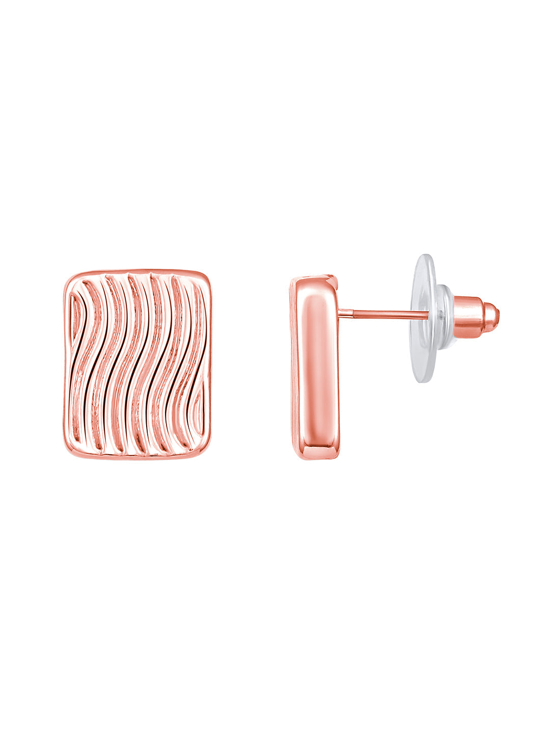 Rosegold-Plated Handcrafted Stud Earring With The Closure Of Push Back
