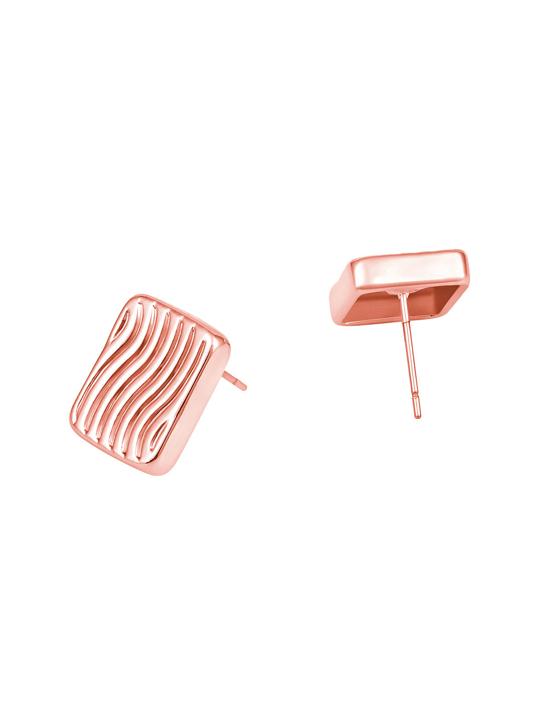 Rosegold-Plated Handcrafted Stud Earring With The Closure Of Push Back