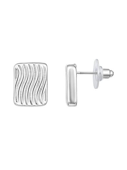 Silver Plated  Handcrafted Stud Earring With The Closure Of Push Back