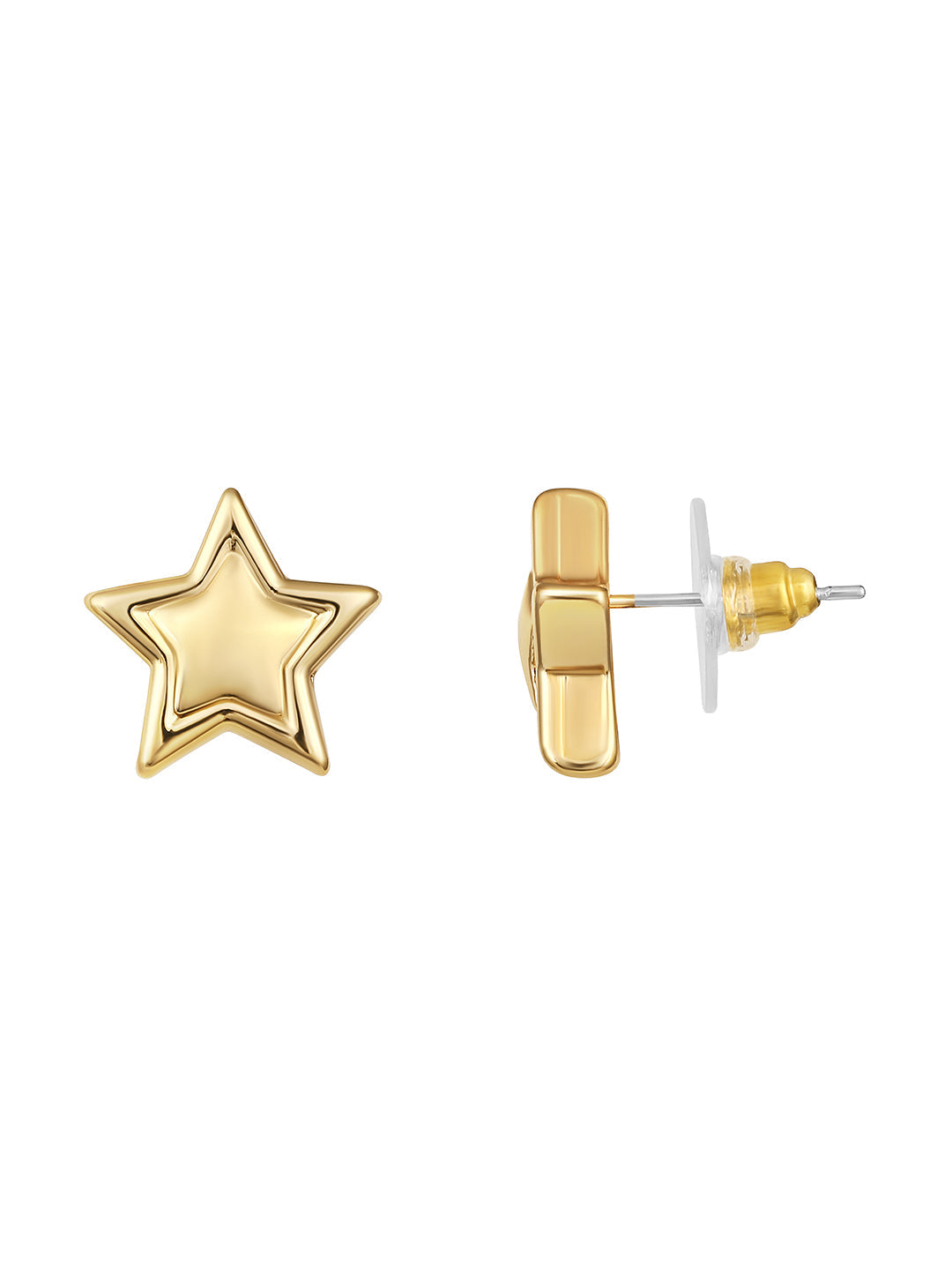 Gold-Plated Handcrafted Stud Earring With The Closure Of Push Back