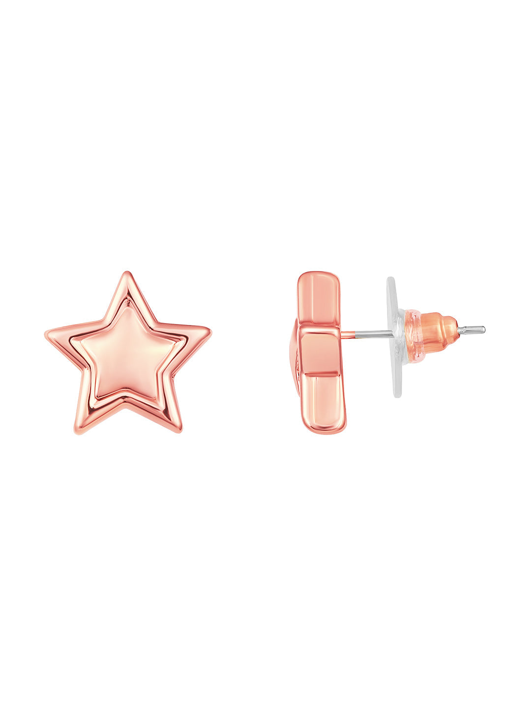 Rosegold-Plated Handcrafted Stud Earring With The Closure Of Push Back