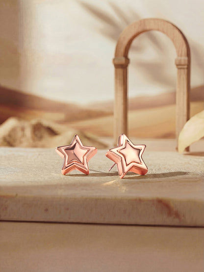Rosegold-Plated Handcrafted Stud Earring With The Closure Of Push Back