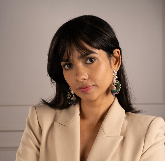 Peacock Motif Gold-Plated Dangle Earrings