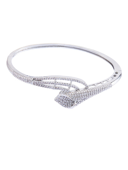Rhodium Plated Cubic Zirconia Kada