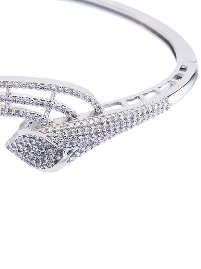 Rhodium Plated Cubic Zirconia Kada