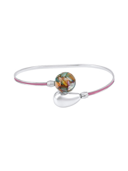 Rohodium Plated Comtemporary Meenakari Adjustable Kada