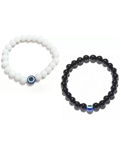 Silver Plated Bracelet With Black And White Pearls.