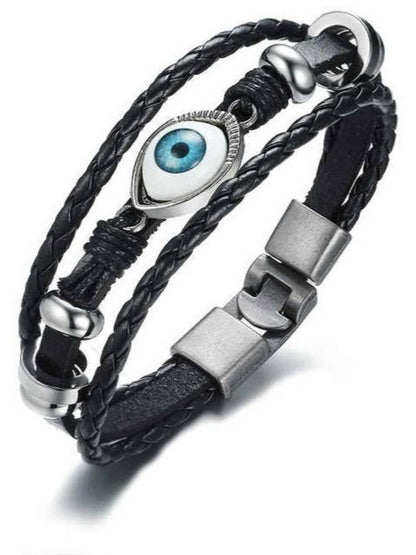 Silver Plated Bracelet With A Black Pearl.