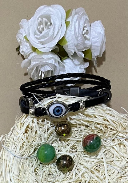 Silver Plated Bracelet With A Black Pearl.