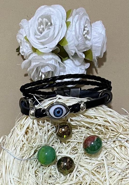 Silver Plated Bracelet With A Black Pearl.