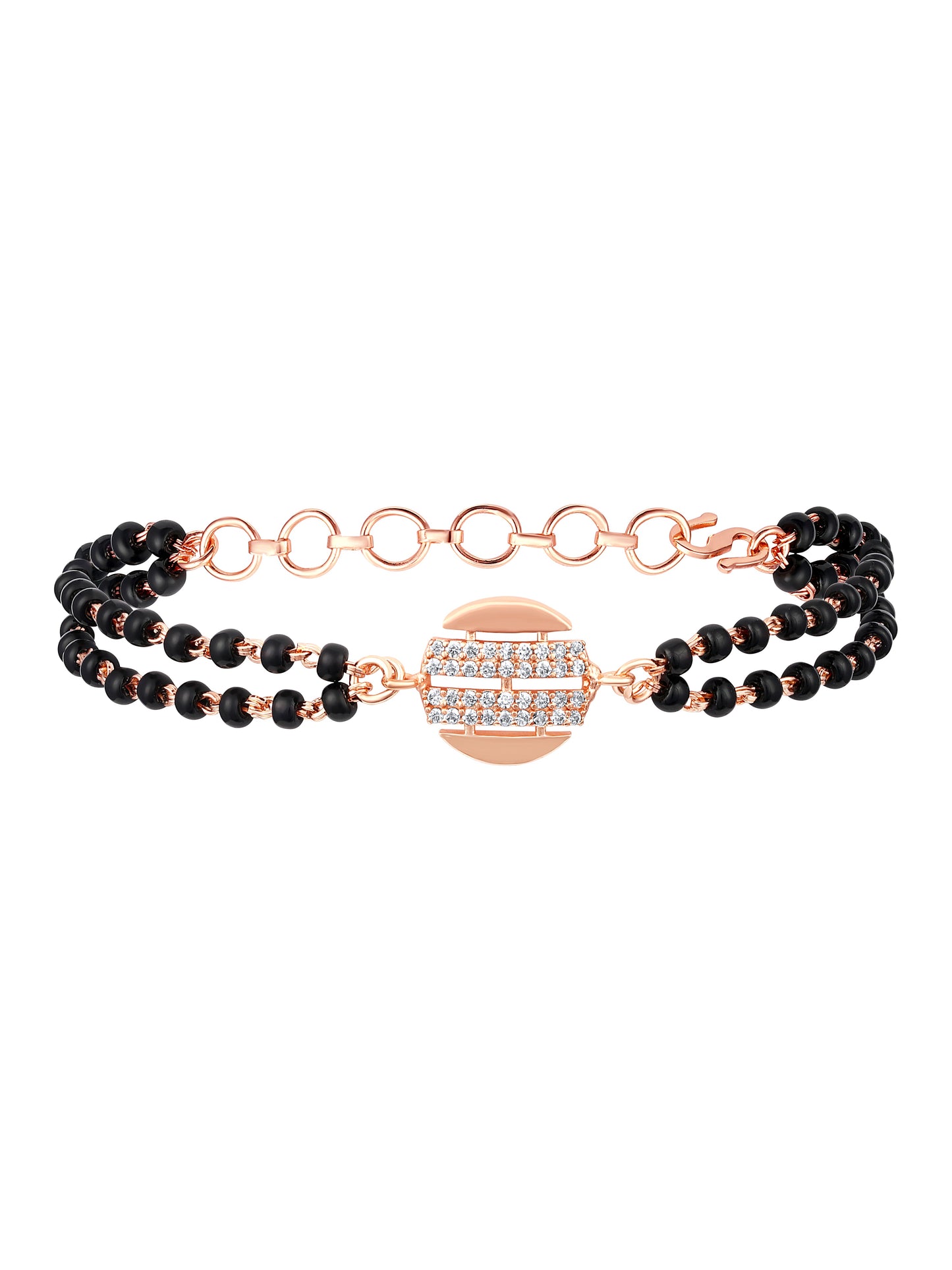 Bracelet With Rose Gold Cubic Zirconia And Gold Plating.