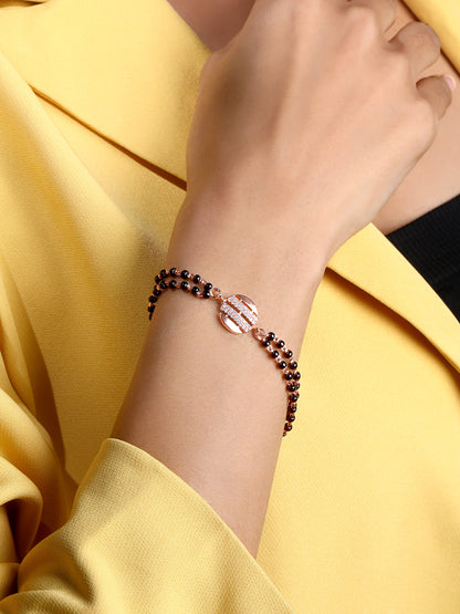 Bracelet With Rose Gold Cubic Zirconia And Gold Plating.