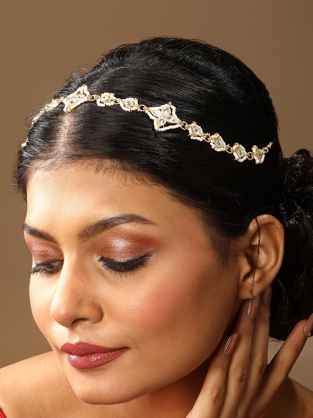 Gold Plated Kundan American Diamonds Matha Pati