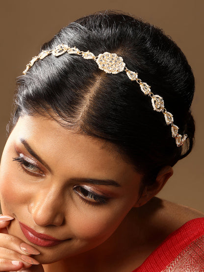 Gold Plated Kundan American Diamonds Matha Pati