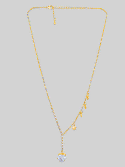 Gold Plated Brass Chain With Cubic Zirconia And Lobster Claw Clasp.