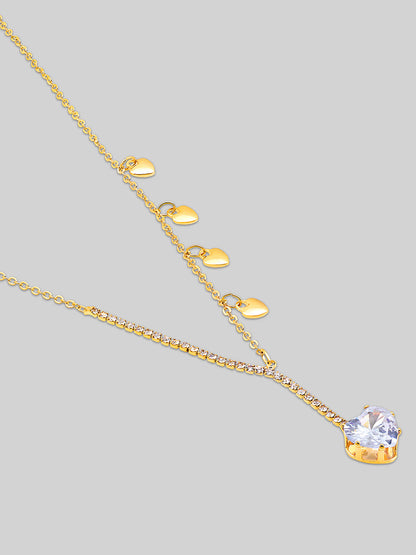 Gold Plated Brass Chain With Cubic Zirconia And Lobster Claw Clasp.