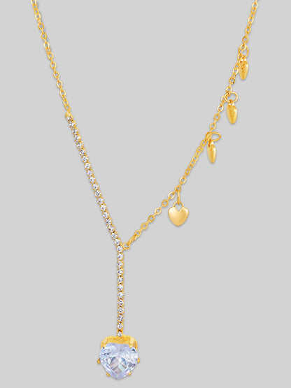 Gold Plated Brass Chain With Cubic Zirconia And Lobster Claw Clasp.