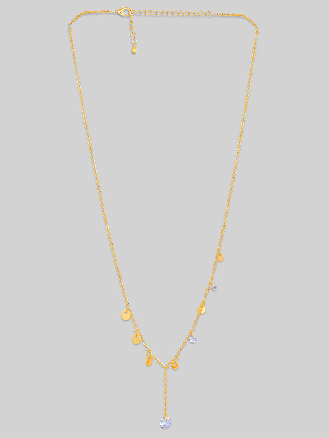 Gold Plated Brass Chain With Cubic Zirconia And Lobster Claw Clasp.