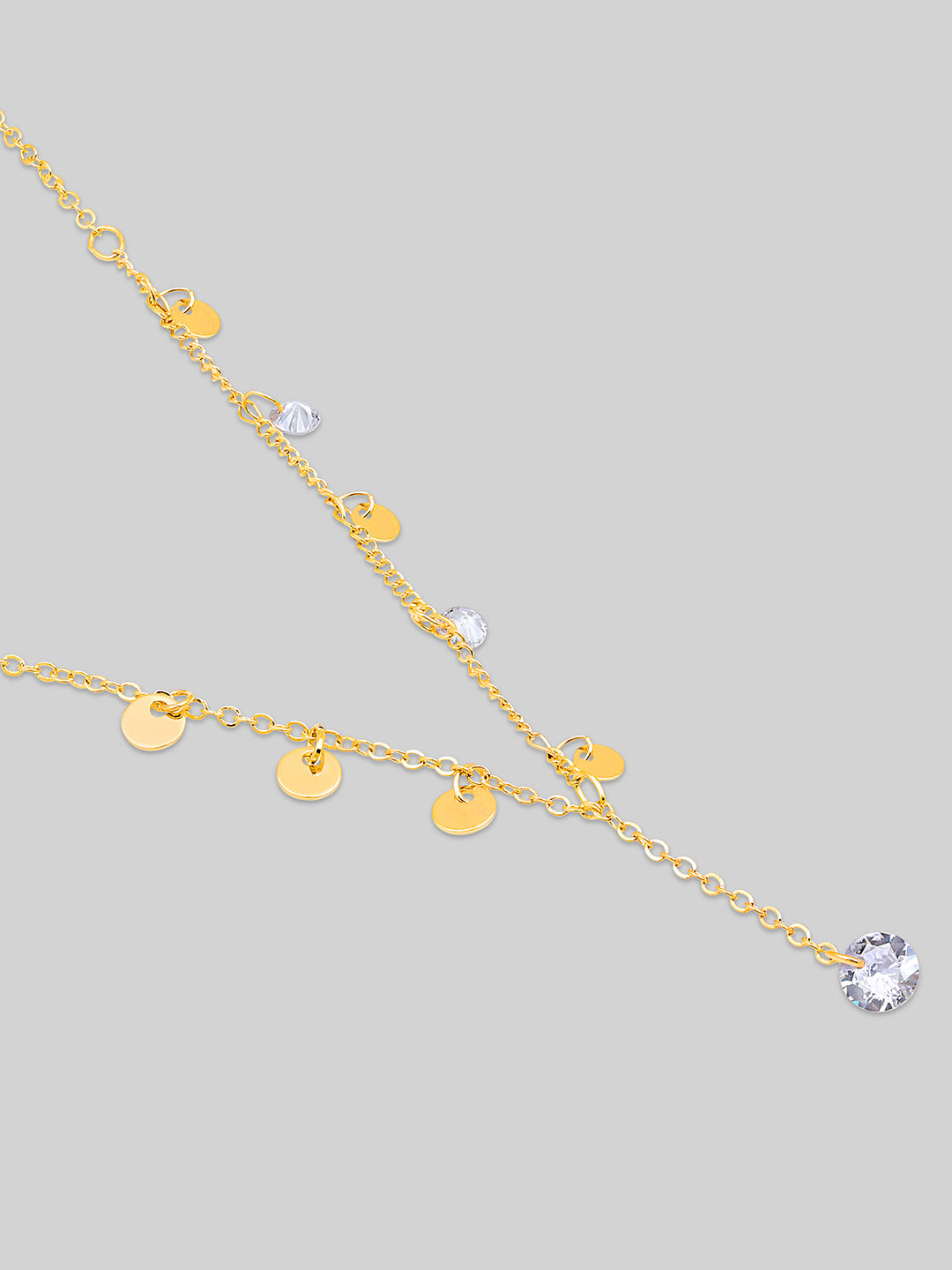 Gold Plated Brass Chain With Cubic Zirconia And Lobster Claw Clasp.