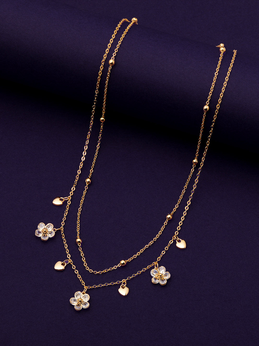 Gold Plated Brass Chain With Cubic Zirconia And Lobster Claw Clasp.