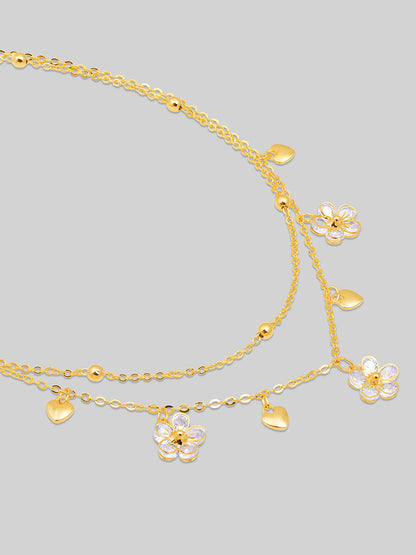 Gold Plated Brass Chain With Cubic Zirconia And Lobster Claw Clasp.