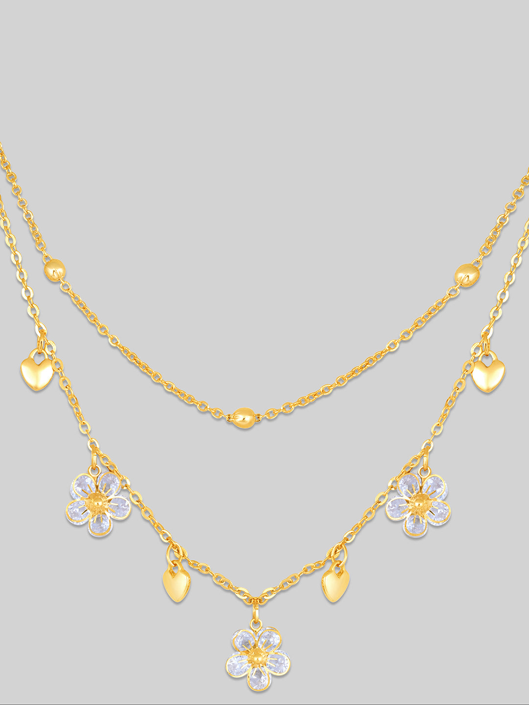 Gold Plated Brass Chain With Cubic Zirconia And Lobster Claw Clasp.