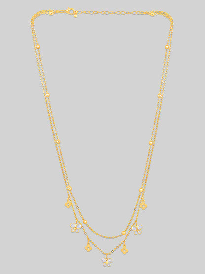 Gold Plated Brass Chain With Cubic Zirconia And Lobster Claw Clasp.