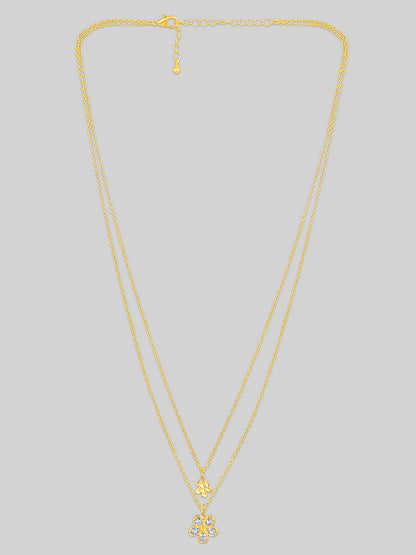 Gold Plated Brass Chain With Cubic Zirconia And Lobster Claw Clasp.