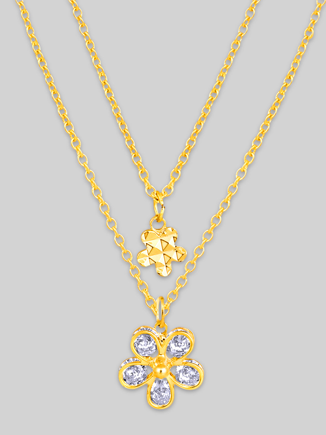 Gold Plated Brass Chain With Cubic Zirconia And Lobster Claw Clasp.