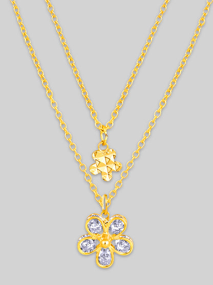 Gold Plated Brass Chain With Cubic Zirconia And Lobster Claw Clasp.