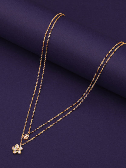 Gold Plated Brass Chain With Cubic Zirconia And Lobster Claw Clasp.