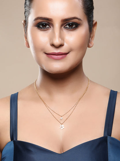 Gold Plated Brass Chain With Cubic Zirconia And Lobster Claw Clasp.