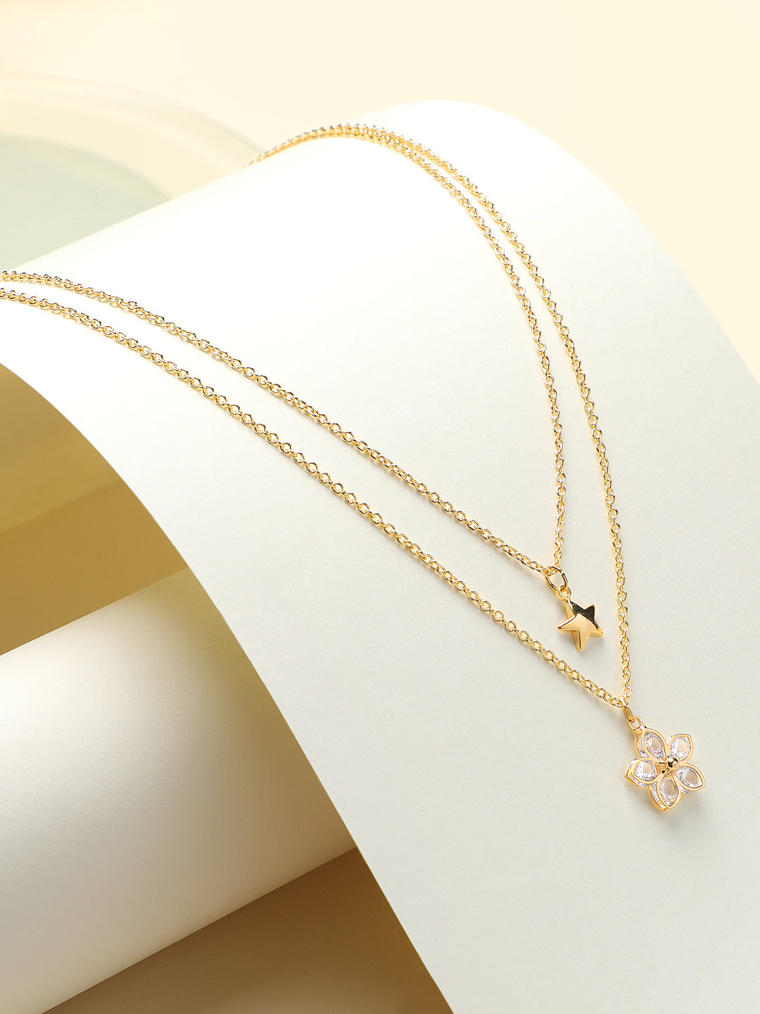 Gold Plated Brass Chain With Cubic Zirconia And Lobster Claw Clasp.