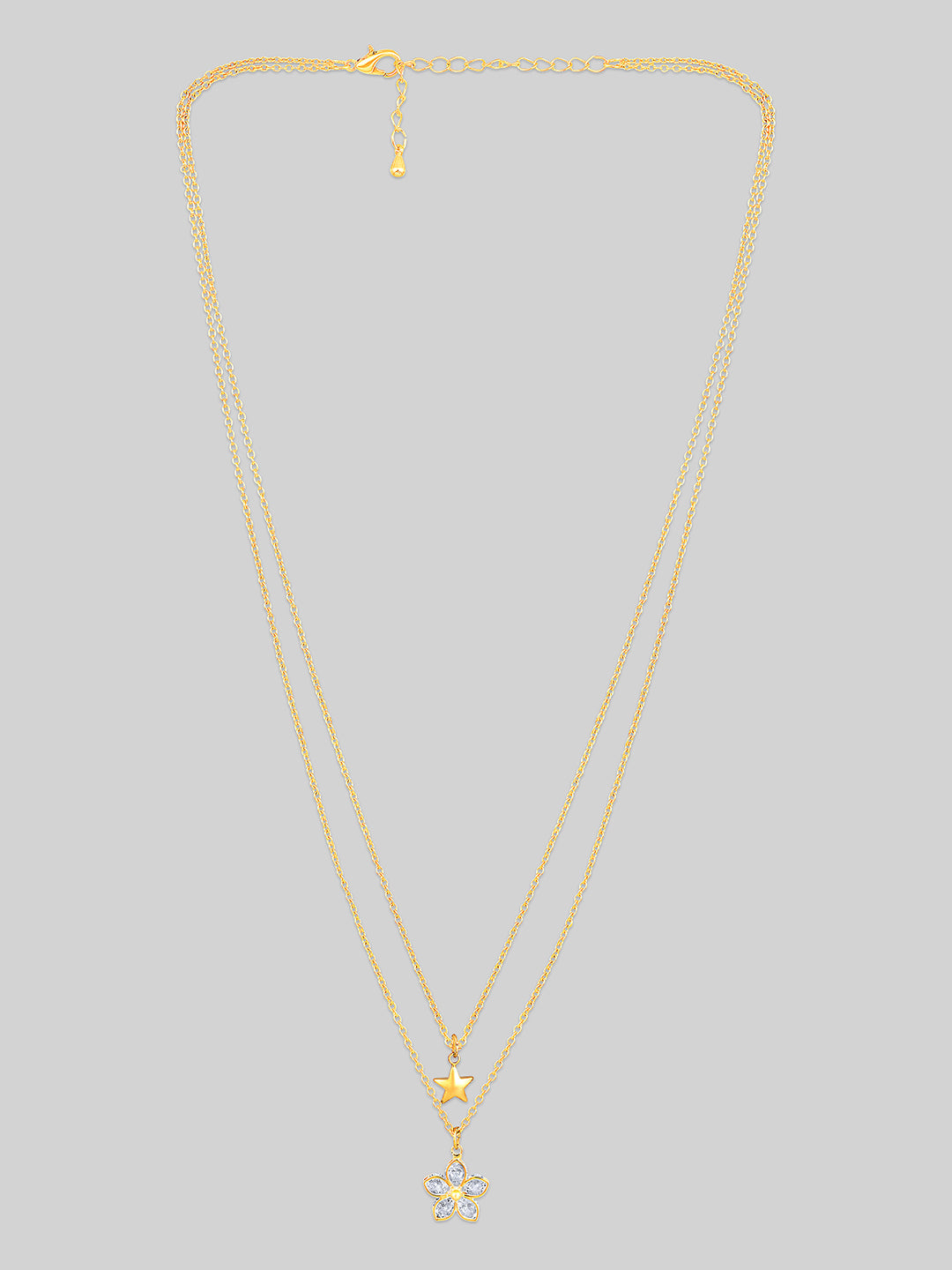 Gold Plated Brass Chain With Cubic Zirconia And Lobster Claw Clasp.