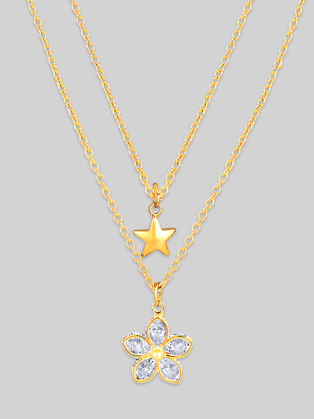 Gold Plated Brass Chain With Cubic Zirconia And Lobster Claw Clasp.