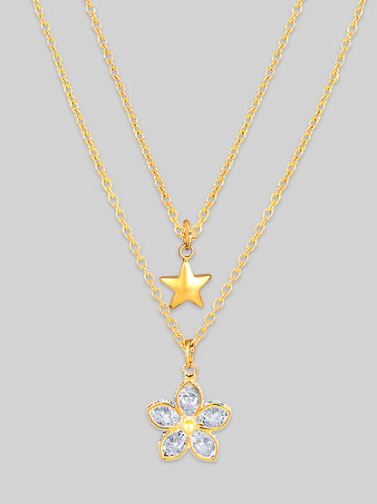 Gold Plated Brass Chain With Cubic Zirconia And Lobster Claw Clasp.