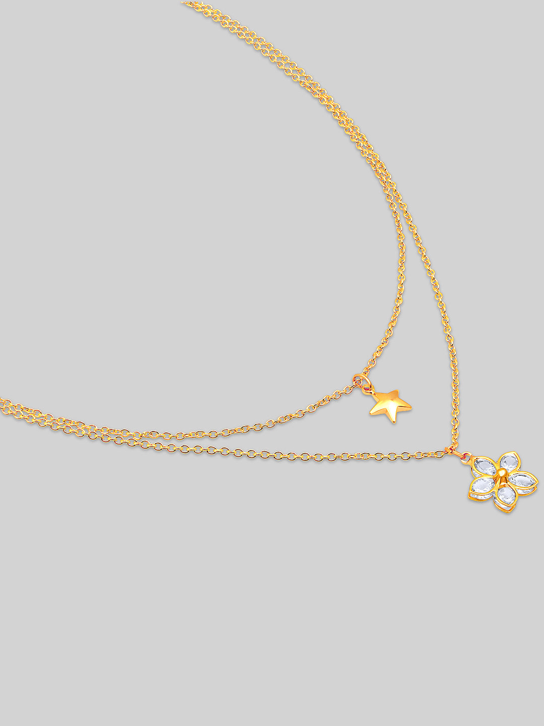 Gold Plated Brass Chain With Cubic Zirconia And Lobster Claw Clasp.