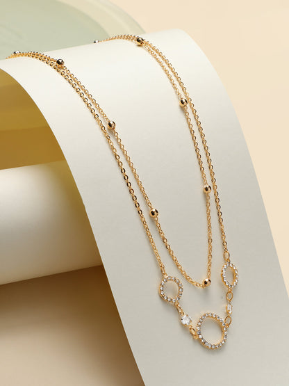 Gold Plated Brass Chain With Cubic Zirconia And Lobster Claw Clasp.