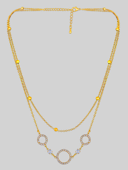 Gold Plated Brass Chain With Cubic Zirconia And Lobster Claw Clasp.