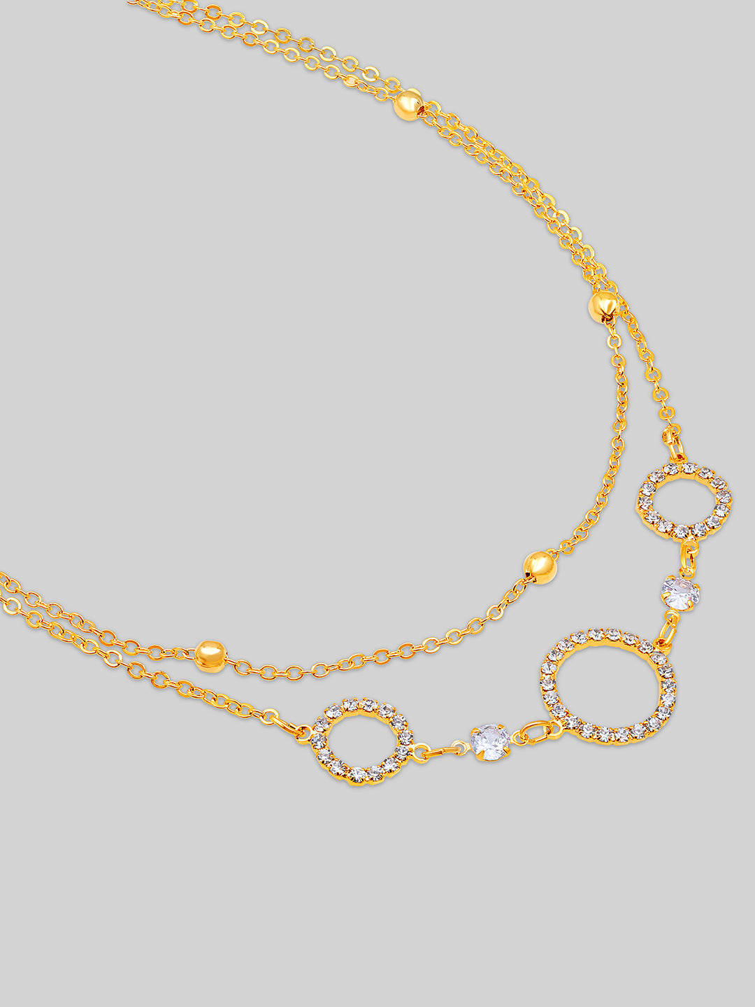 Gold Plated Brass Chain With Cubic Zirconia And Lobster Claw Clasp.