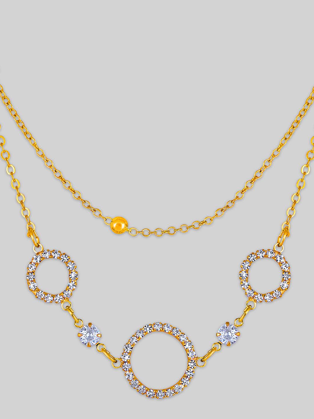 Gold Plated Brass Chain With Cubic Zirconia And Lobster Claw Clasp.