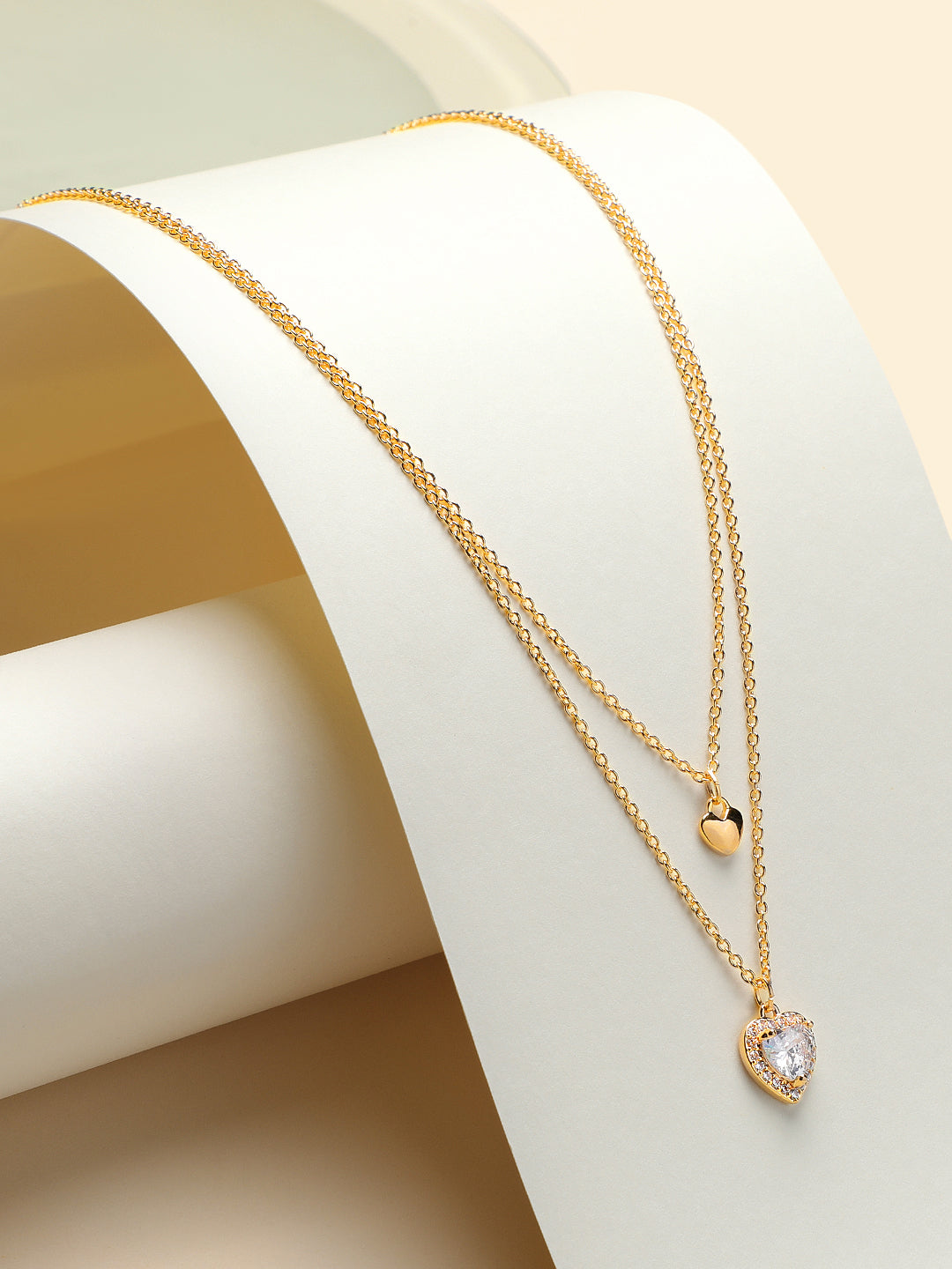 Gold Plated Brass Chain With Cubic Zirconia And Lobster Claw Clasp.