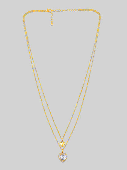 Gold Plated Brass Chain With Cubic Zirconia And Lobster Claw Clasp.