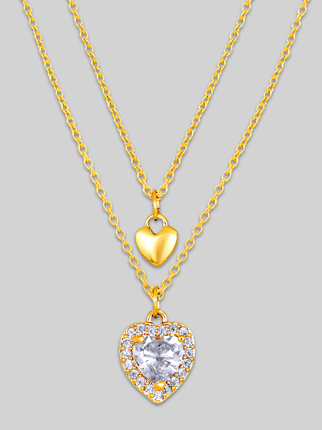 Gold Plated Brass Chain With Cubic Zirconia And Lobster Claw Clasp.