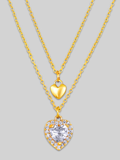 Gold Plated Brass Chain With Cubic Zirconia And Lobster Claw Clasp.